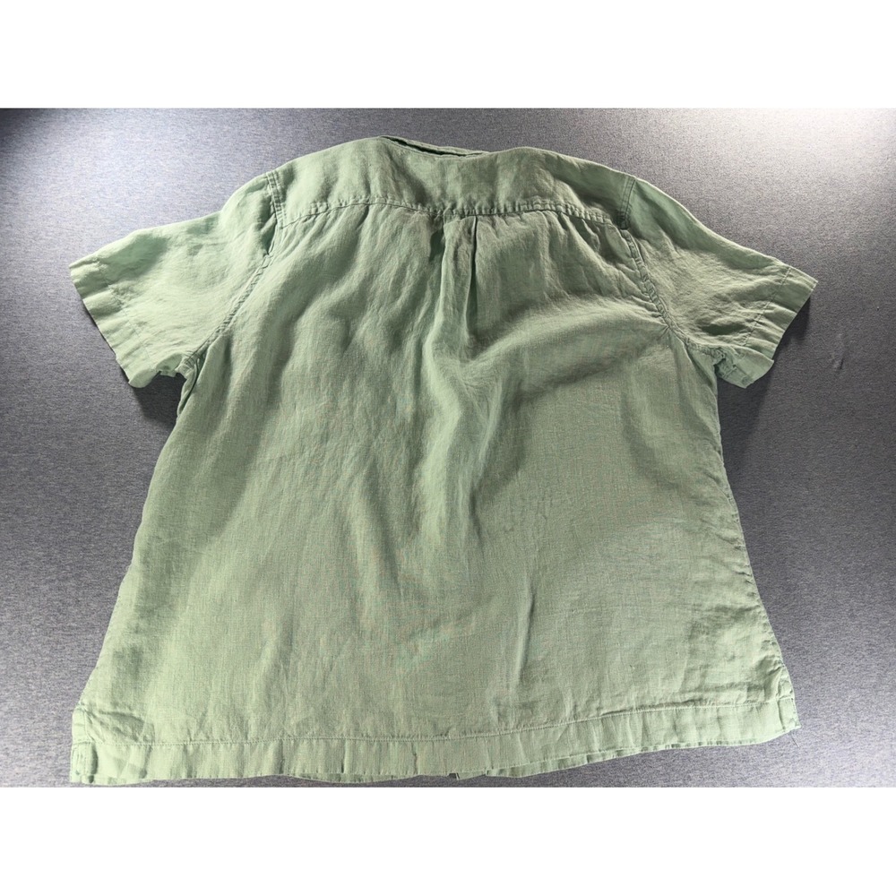 Coldwater Creek Womens XL Mint Green 100% Linen Short Sleeve Button Up Shirt - Picture 2 of 7